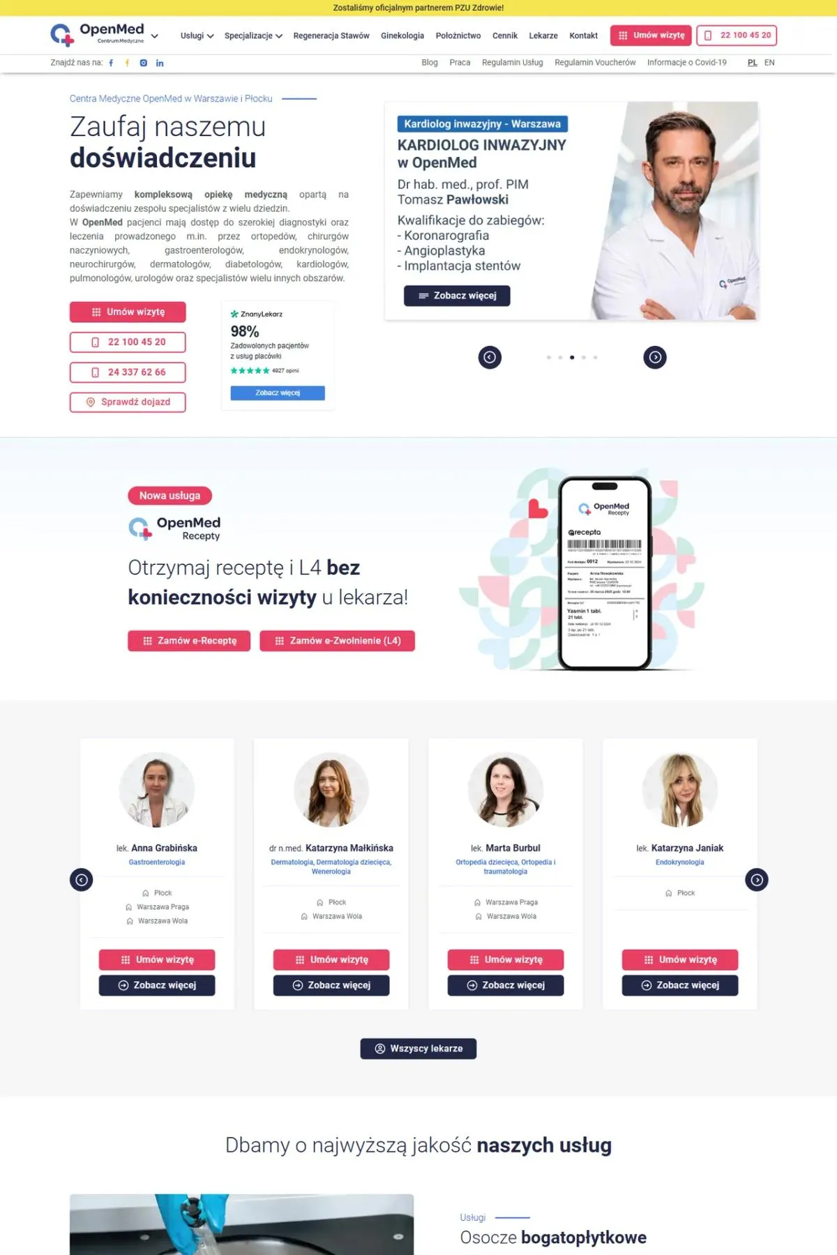 OpenMed: strona sieci centrów medycznych, która przyciąga pacjentów z Google