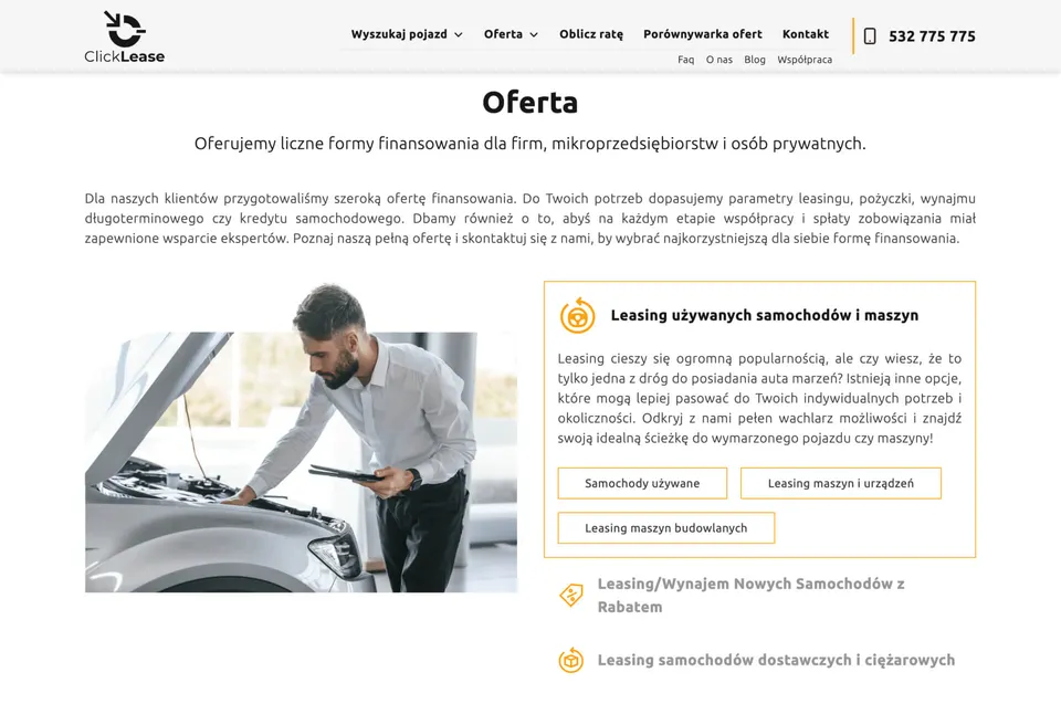 Atrakcyjnie przedstawiona oferta i rozbudowane podstrony ofertowe.