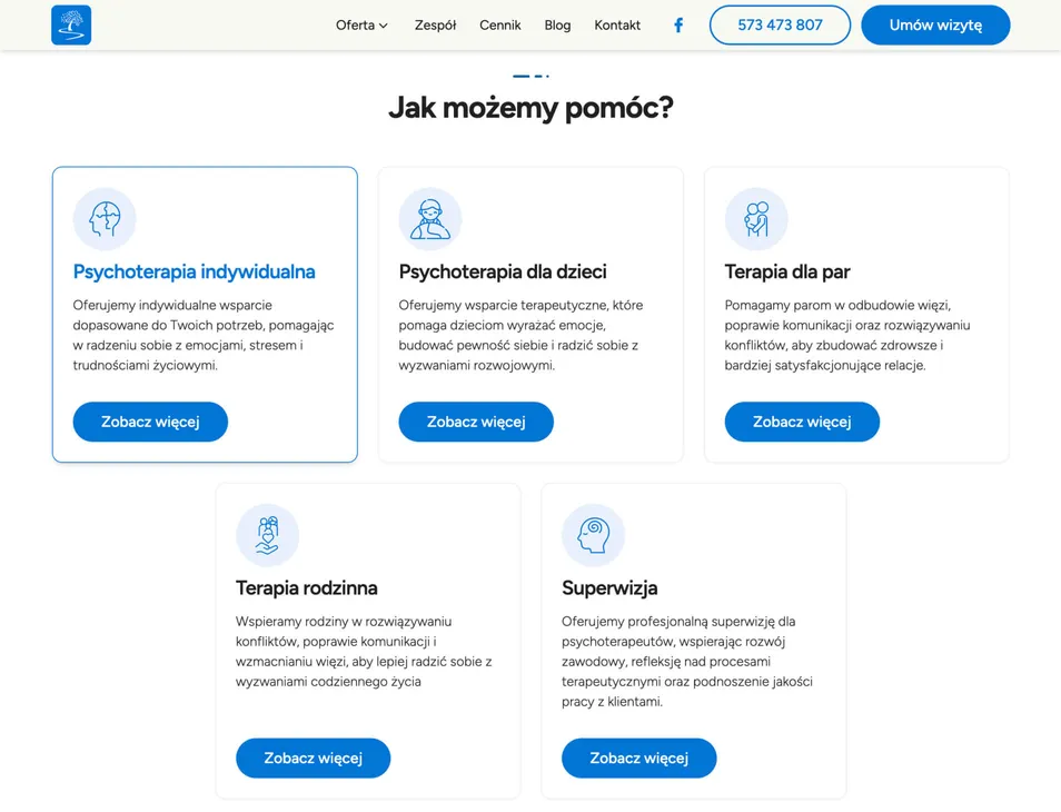 Przejrzysta prezentacja oferty z intuicyjnymi ikonkami.