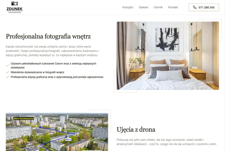 Elegancka prezentacja oferty fotograficznej.
