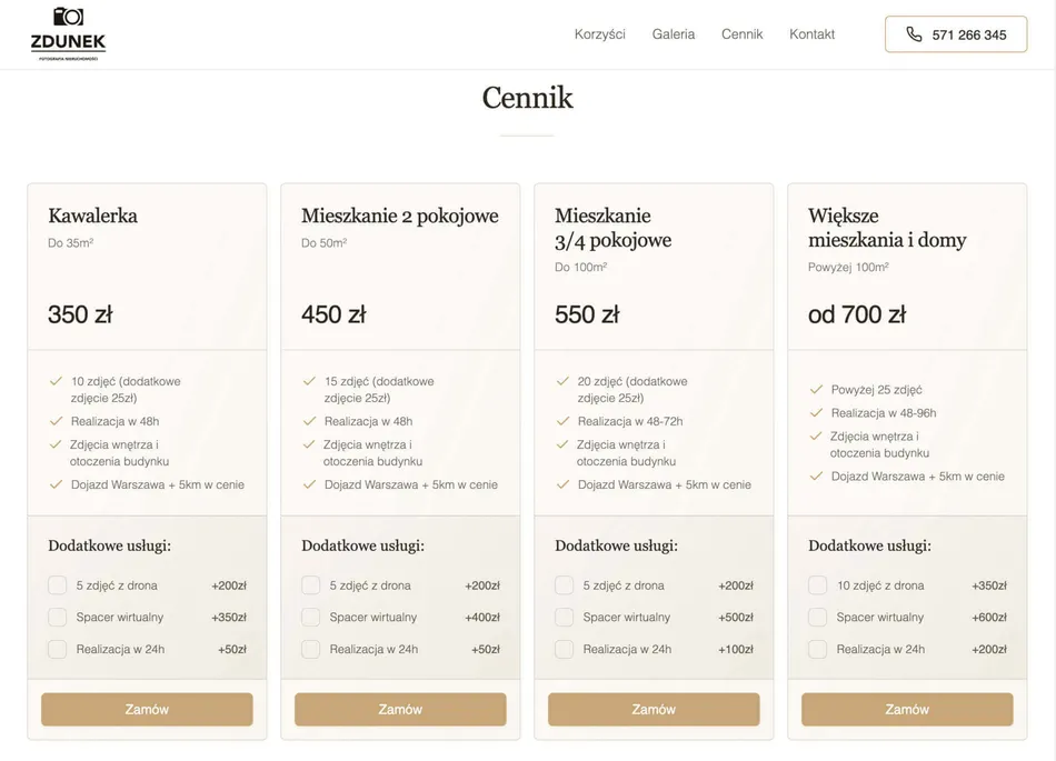 Przejrzysty system pakietów cenowych.