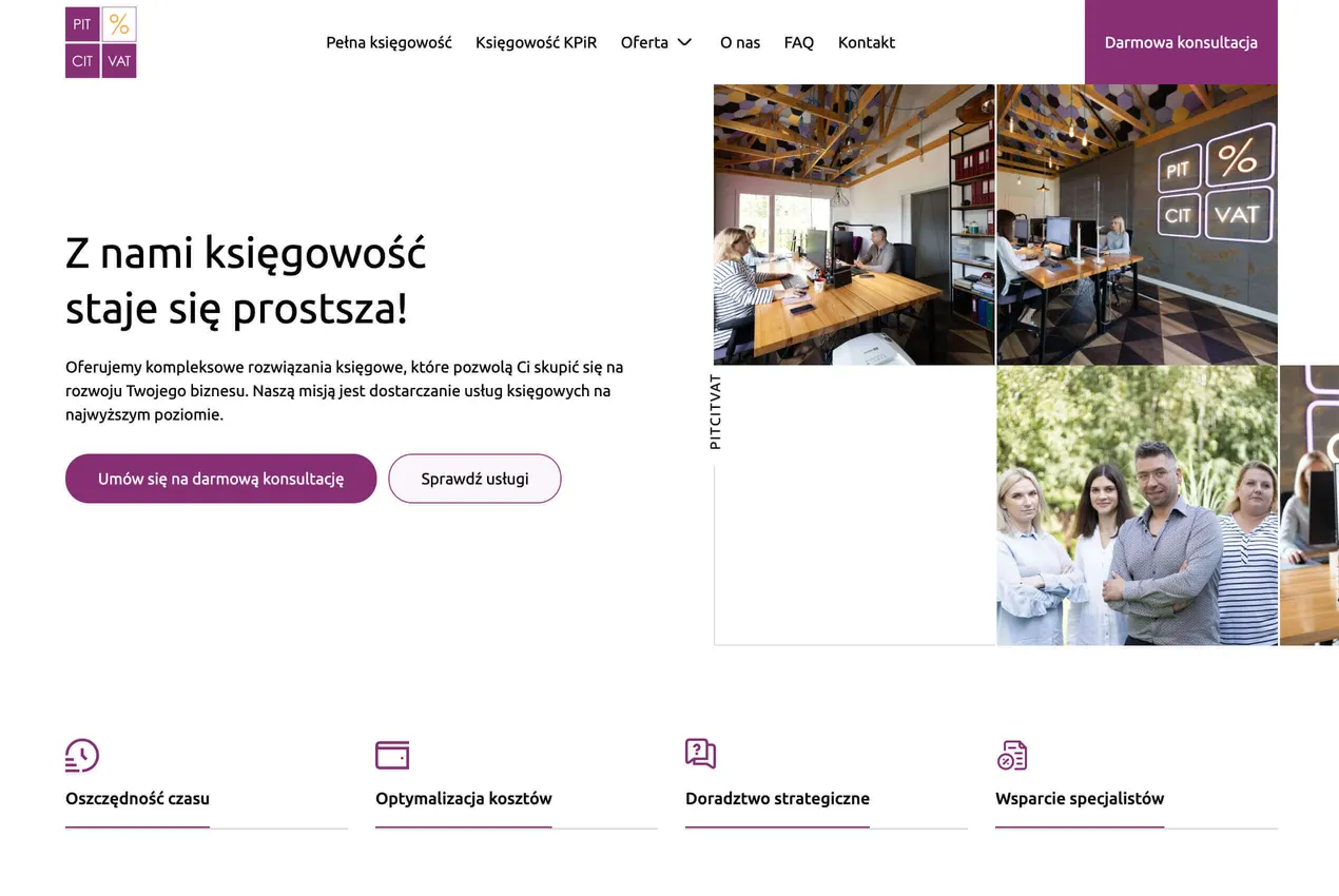 Nowoczesna strona dla biura księgowego PitCitVat
