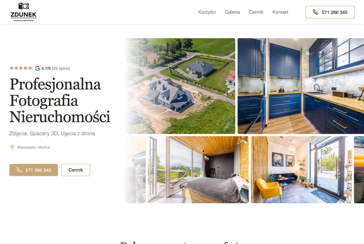 Efektywny landing page dla fotografa nieruchomości