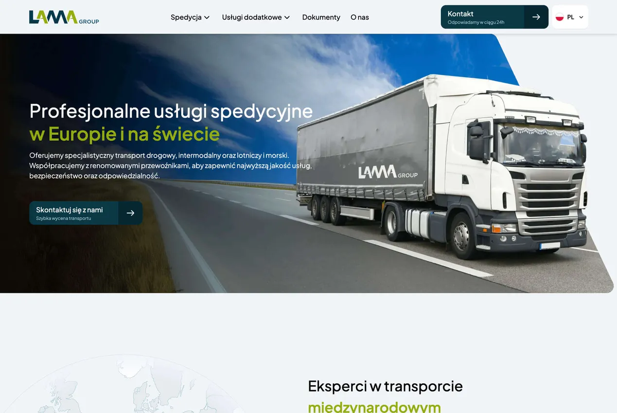 Nowa strona dla Lama Group Transport — wizytówka firmy o międzynarodowym zasięgu