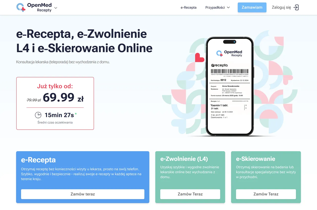 Bezpieczna i skalowalna platforma medyczna do wystawiania e-recept, L4 i e-skierowań online