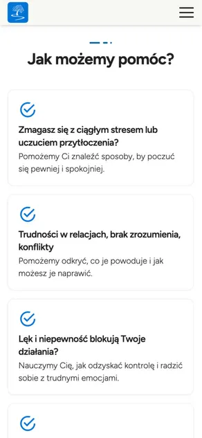 Lista "Jak możemy pomóc?" z konkretnymi sytuacjami.
