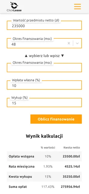 Kalkulator leasingu online.