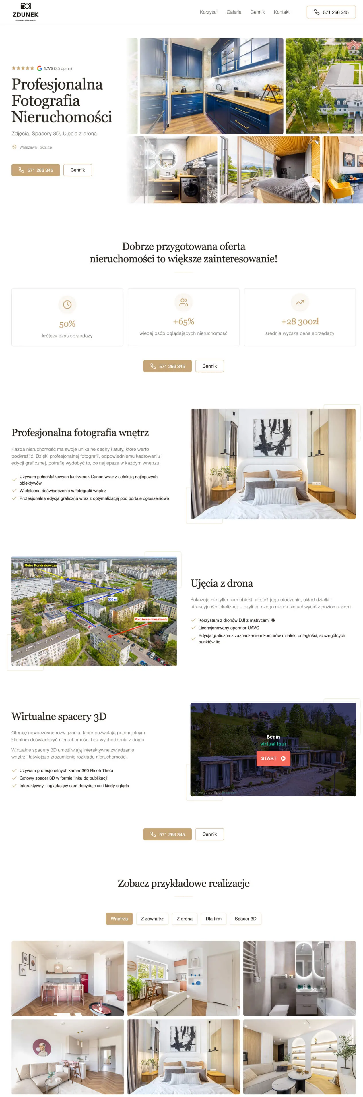 Efektywny landing page dla fotografa nieruchomości
